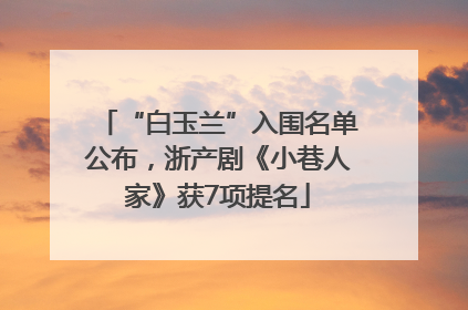 “白玉兰”入围名单公布，浙产剧《小巷人家》获7项提名