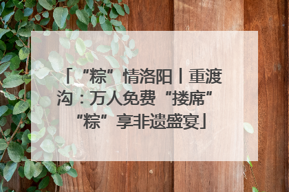 “粽”情洛阳丨重渡沟：万人免费“搂席” “粽”享非遗盛宴