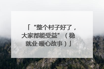 “整个村子好了，大家都能受益”（稳就业·暖心故事）