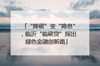 “降碳”变“降息”，临沂“临碳贷”探出绿色金融创新路