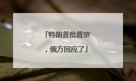 特朗普批普京，俄方回应了