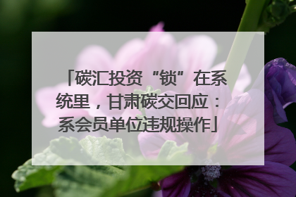 碳汇投资“锁”在系统里，甘肃碳交回应：系会员单位违规操作