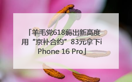 羊毛党618薅出新高度 用“京补合约”83元拿下iPhone 16 Pro