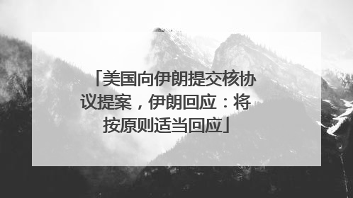 美国向伊朗提交核协议提案，伊朗回应：将按原则适当回应