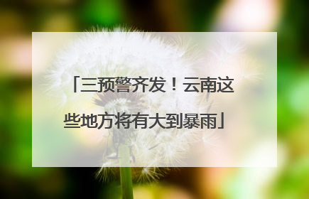 三预警齐发！云南这些地方将有大到暴雨