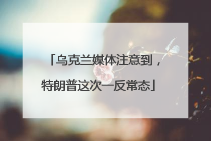 乌克兰媒体注意到，特朗普这次一反常态