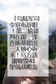 乌陆军司令宣布辞职！第二轮谈判在即，泽连斯基提出三大核心诉求！乌方透露摧毁41架俄战略轰炸机