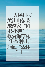 人民日报关注山东荣成这家“科技小院”：修复海草床生态 种出海底“森林”