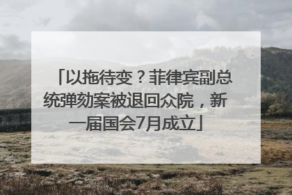 以拖待变？菲律宾副总统弹劾案被退回众院，新一届国会7月成立