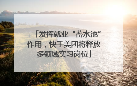 发挥就业“蓄水池”作用，快手美团将释放多领域实习岗位