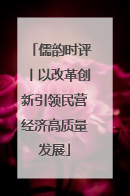 儒韵时评丨以改革创新引领民营经济高质量发展