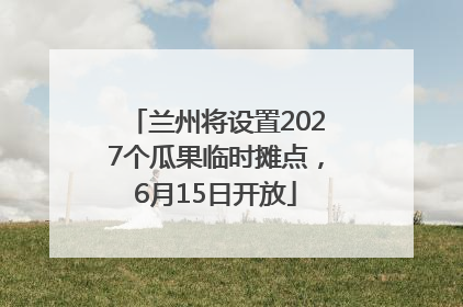 兰州将设置2027个瓜果临时摊点，6月15日开放