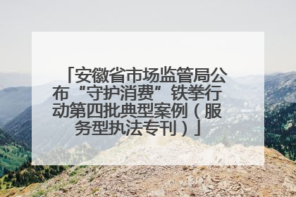 安徽省市场监管局公布“守护消费”铁拳行动第四批典型案例（服务型执法专刊）