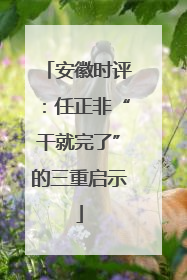 安徽时评：任正非“干就完了”的三重启示