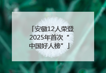 安徽12人荣登2025年首次“中国好人榜”