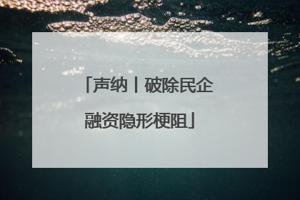 声纳丨破除民企融资隐形梗阻