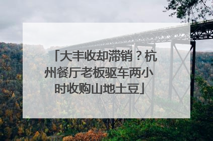 大丰收却滞销？杭州餐厅老板驱车两小时收购山地土豆
