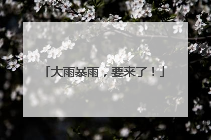 大雨暴雨，要来了！