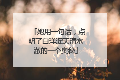 她用一句话，点明了白洋淀天清水澈的一个奥秘