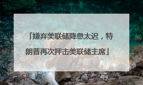 嫌弃美联储降息太迟，特朗普再次抨击美联储主席