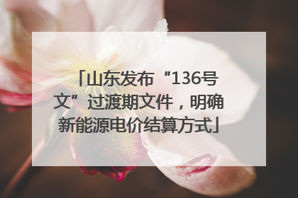山东发布“136号文”过渡期文件，明确新能源电价结算方式