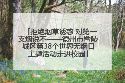 拒绝烟草诱惑 对第一支烟说不——德州市暨陵城区第38个世界无烟日主题活动走进校园