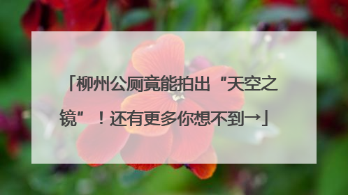 柳州公厕竟能拍出“天空之镜”！还有更多你想不到→