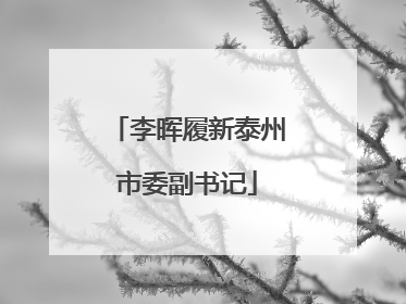 李晖履新泰州市委副书记