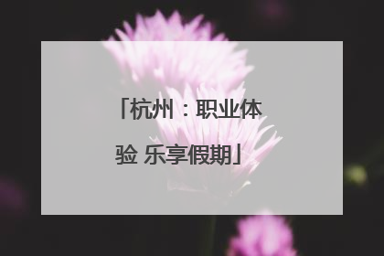 杭州：职业体验 乐享假期