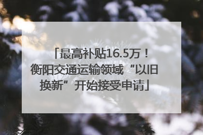 最高补贴16.5万！衡阳交通运输领域“以旧换新”开始接受申请