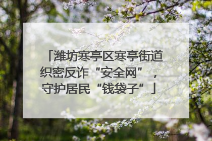 潍坊寒亭区寒亭街道织密反诈“安全网”，守护居民“钱袋子”