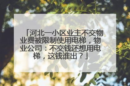 河北一小区业主不交物业费被限制使用电梯，物业公司：不交钱还想用电梯，这钱谁出？