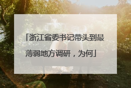 浙江省委书记带头到最薄弱地方调研，为何