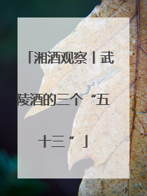 湘酒观察丨武陵酒的三个“五十三 ”