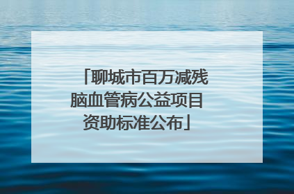 聊城市百万减残脑血管病公益项目资助标准公布