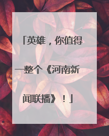 英雄，你值得一整个《河南新闻联播》！
