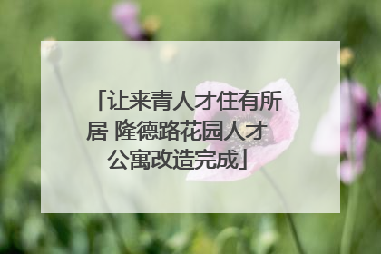 让来青人才住有所居 隆德路花园人才公寓改造完成