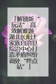 解锁新“玩法” 高效解难题 湖北长阳土家族自治县综治中心打造矛盾纠纷调处“终点站”