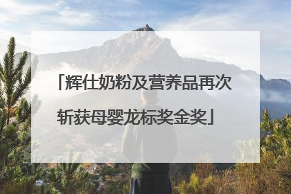 辉仕奶粉及营养品再次斩获母婴龙标奖金奖