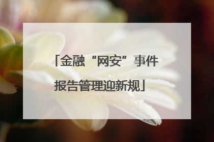 金融“网安”事件报告管理迎新规