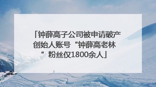 钟薛高子公司被申请破产 创始人账号“钟薛高老林”粉丝仅1800余人