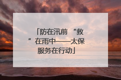 防在汛前 “救”在雨中——太保服务在行动