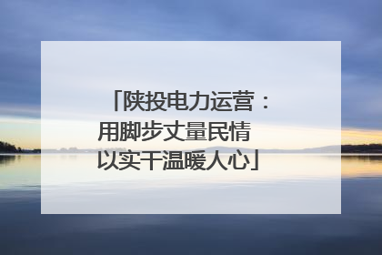 陕投电力运营：用脚步丈量民情 以实干温暖人心