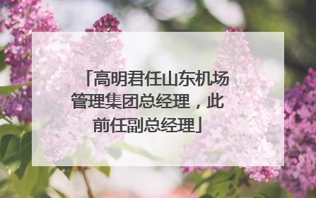 高明君任山东机场管理集团总经理，此前任副总经理